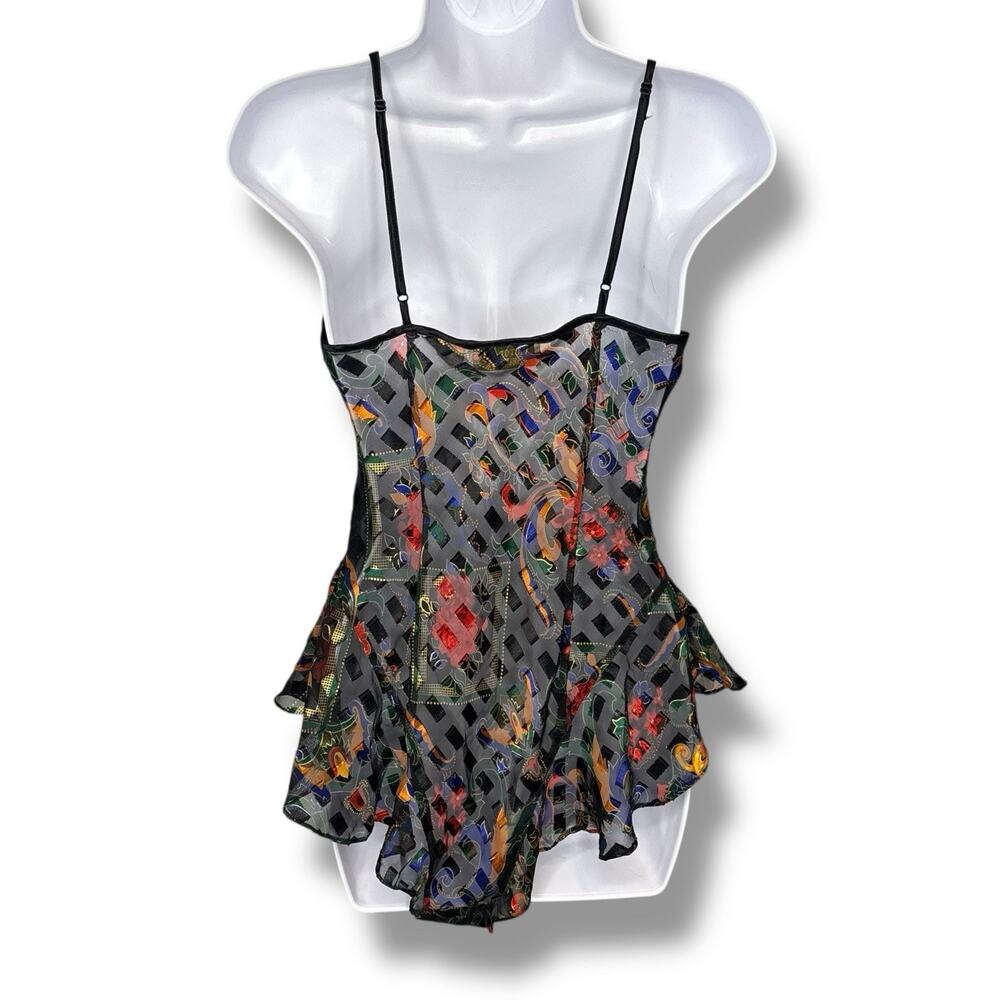 VTG Victoria's Secret Gold Label Chemise Bodysuit Small Floral Sheer Lingerie - Picture 5 of 10